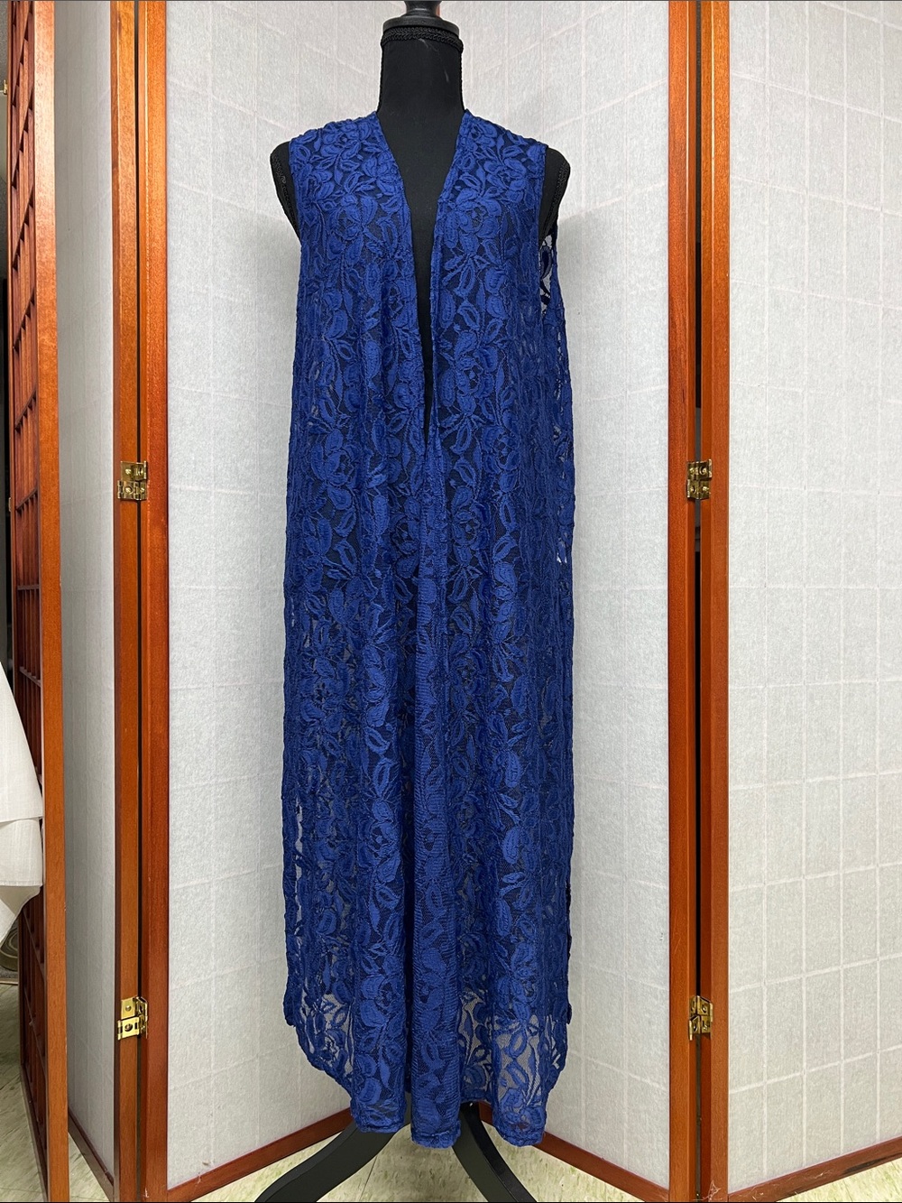LuLaRoe Royal Blue Lace Duster Vest